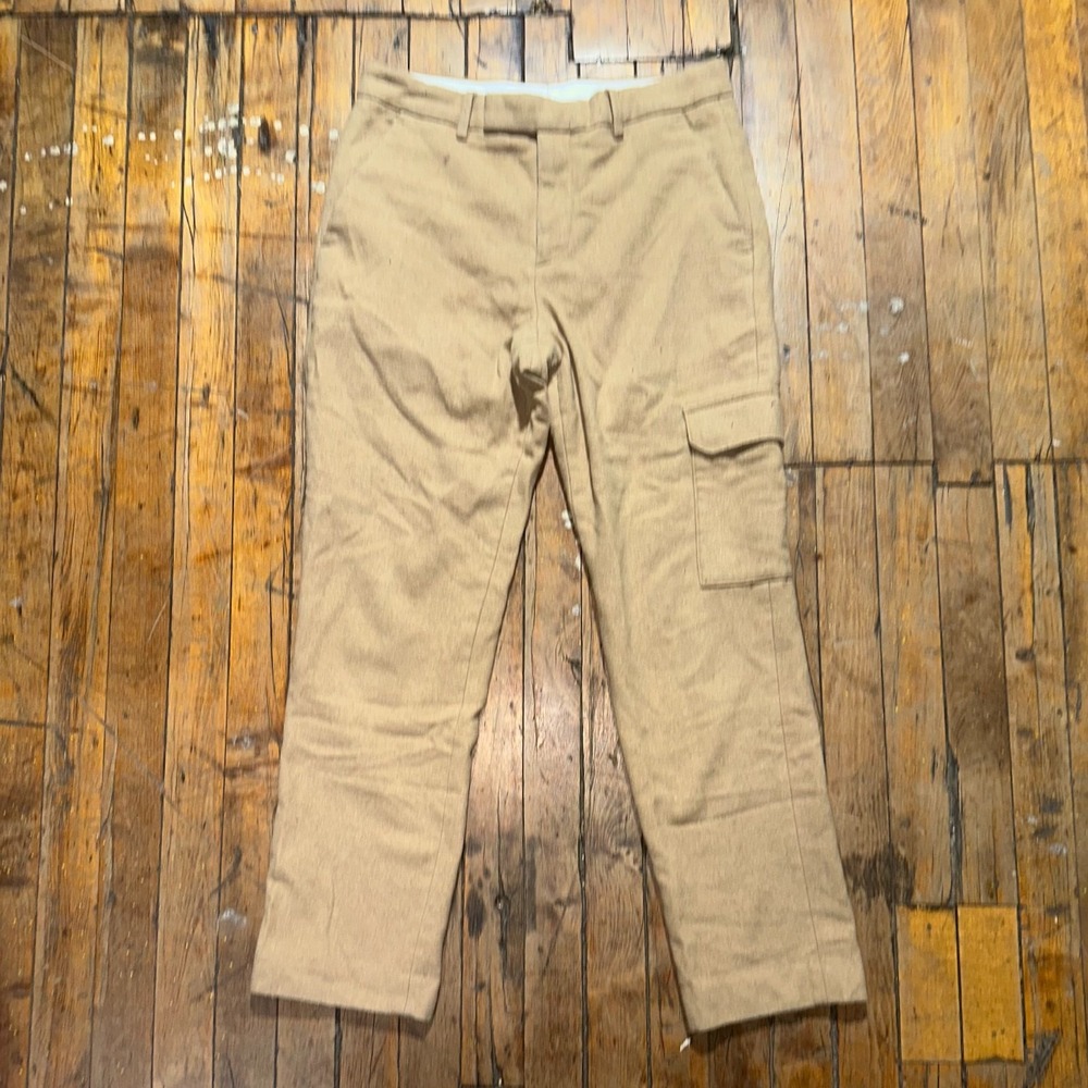 Express Pants Women's 28x30 Beige Solid Wool Straight Slim Fit‎ Cargo Pocket